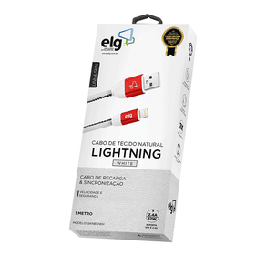 Cabo ELG Lightning Costurado com Tecido Natural Reforçado - SKN810WH DF - 278183