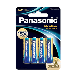 Pilha Panasonic Alcalina Premium AA C/6 GO - 26345