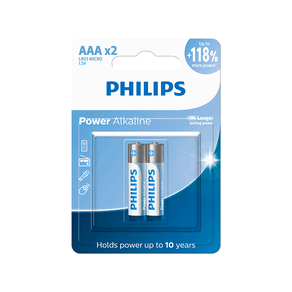 Pilha Philips Alcalina LR03 AAA, LR03P2B/59 | 2 Unidades DF - 26480 Pilha Philips Alcalina LR03 AAA, LR03P2B/59 | 2 Unidades DF - 26480