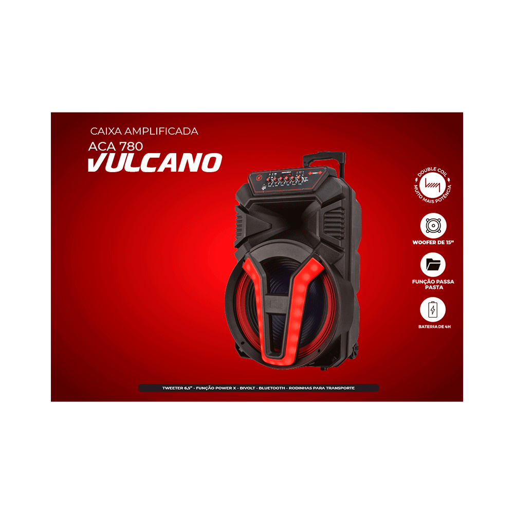 Caixa Amplificada Amvox Aca 780 Vulcano Bluetooth 700w Bivolt
