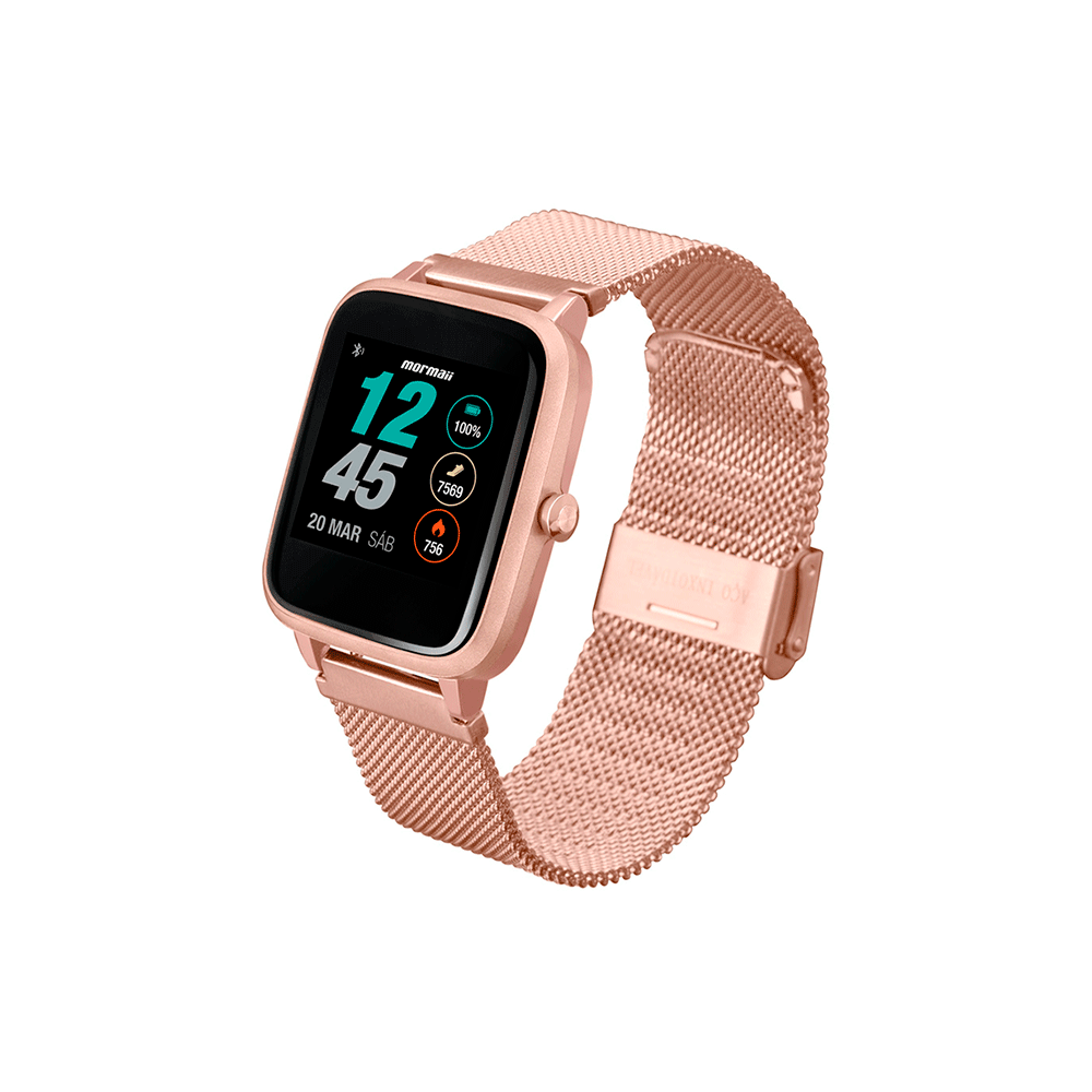 Smartwatch Mormaii Life Pulseira de Aço Dourado - Fujioka Distribuidor