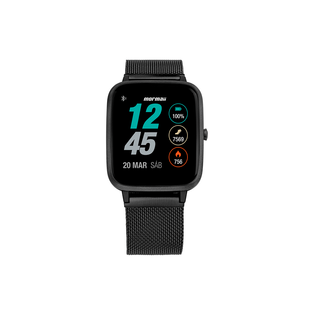 Smartwatch Mormaii Life Pulseira de Aço Preto - Fujioka Distribuidor