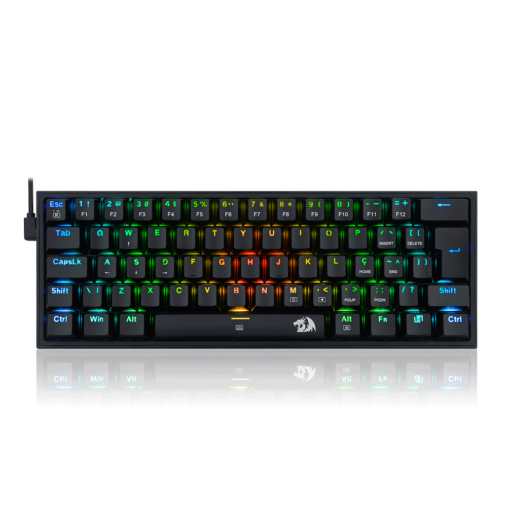 Teclado Mecânico Gamer Redragon Fizz, ABNT2, Rainbow, RGB, K617
