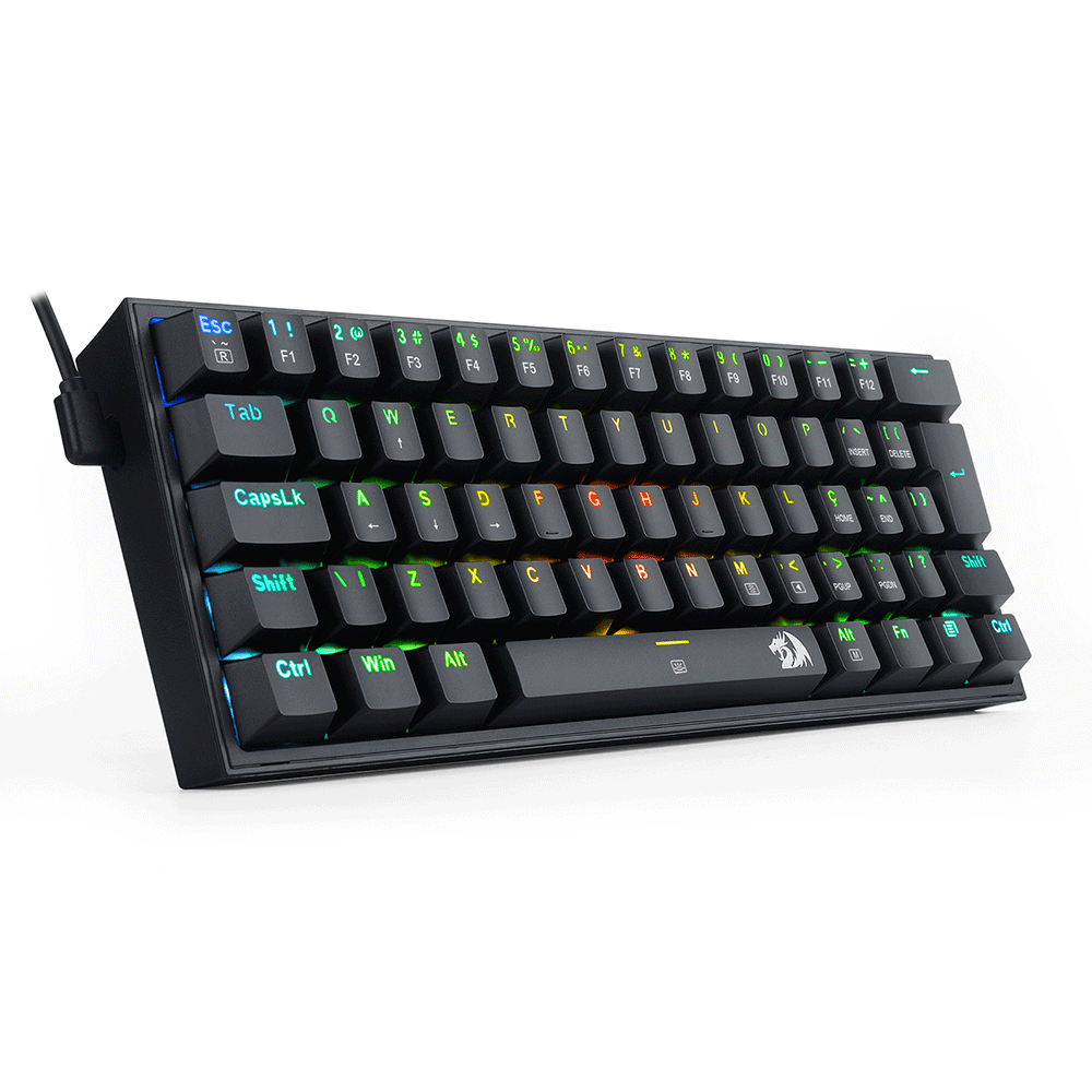 Teclado Mecânico Gamer Redragon Fizz, ABNT2, Rainbow, RGB, K617