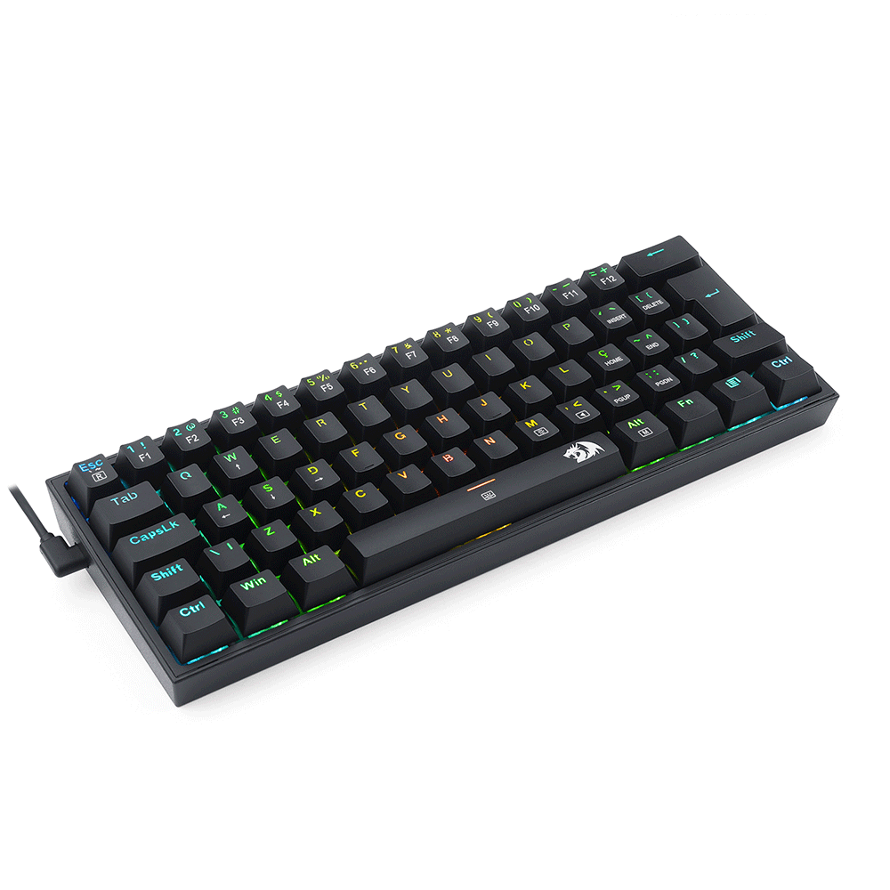 Teclado Mecânico Gamer Redragon Fizz, ABNT2, Rainbow, RGB, K617