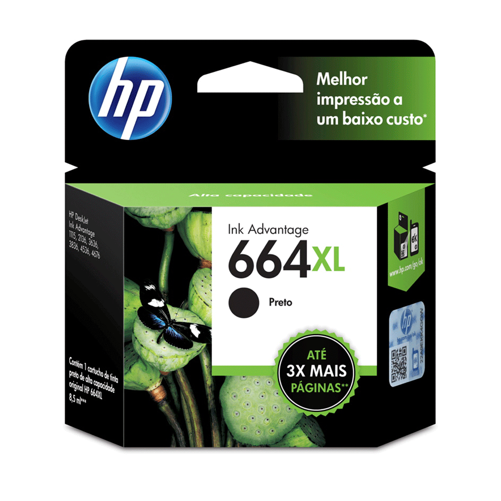 CARTUCHO HP 664 XL F6V31AB | Preta Artigo: 233048 - Fujioka