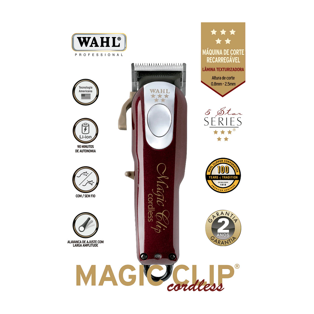 Máquina de Corte Wahl Magic Clip Cordless, Recarregável | Bivolt