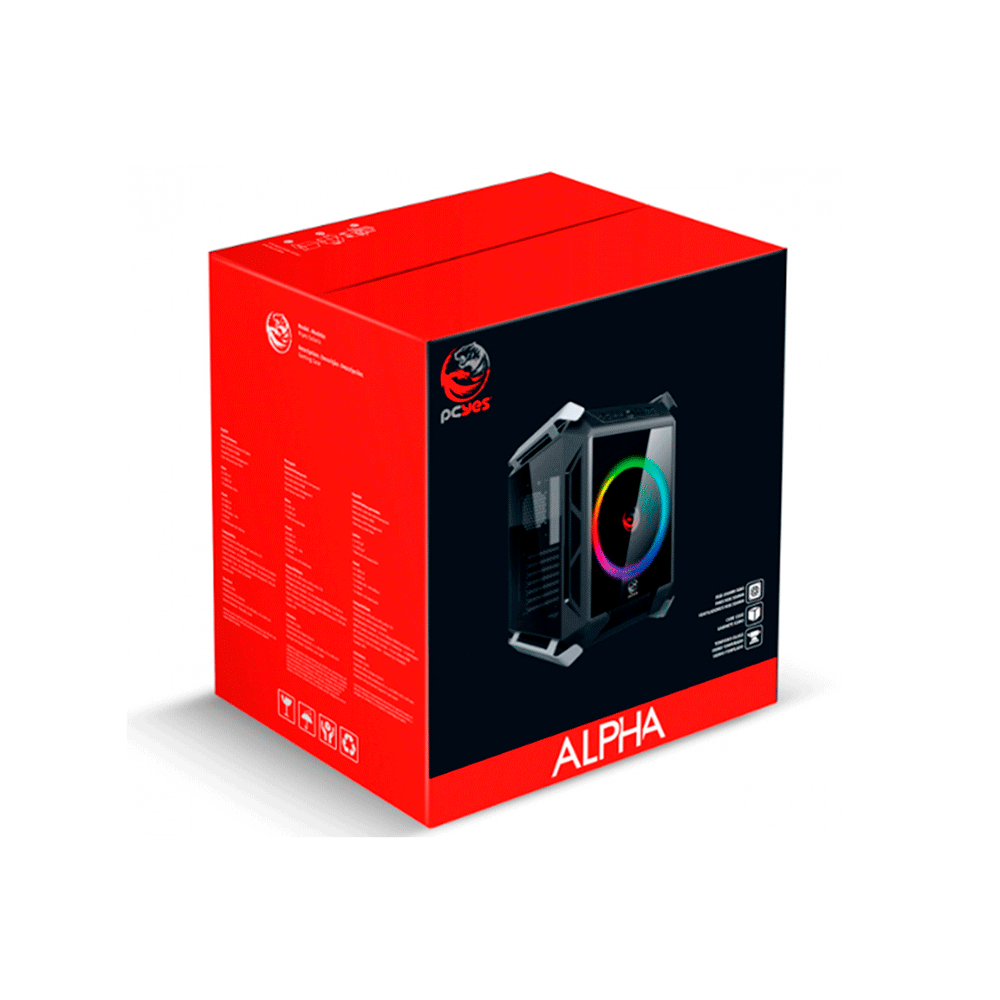 Gabinete PCYES Cubo Alpha Com Fans 200mm, LED RGB Frontal, Topo