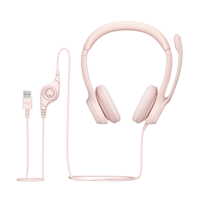 Headset com fio USB Logitech H390 com Almofadas, Controles de Áudio Integrado e Microfone com Redução de Ruído | Rosê DF - 582626