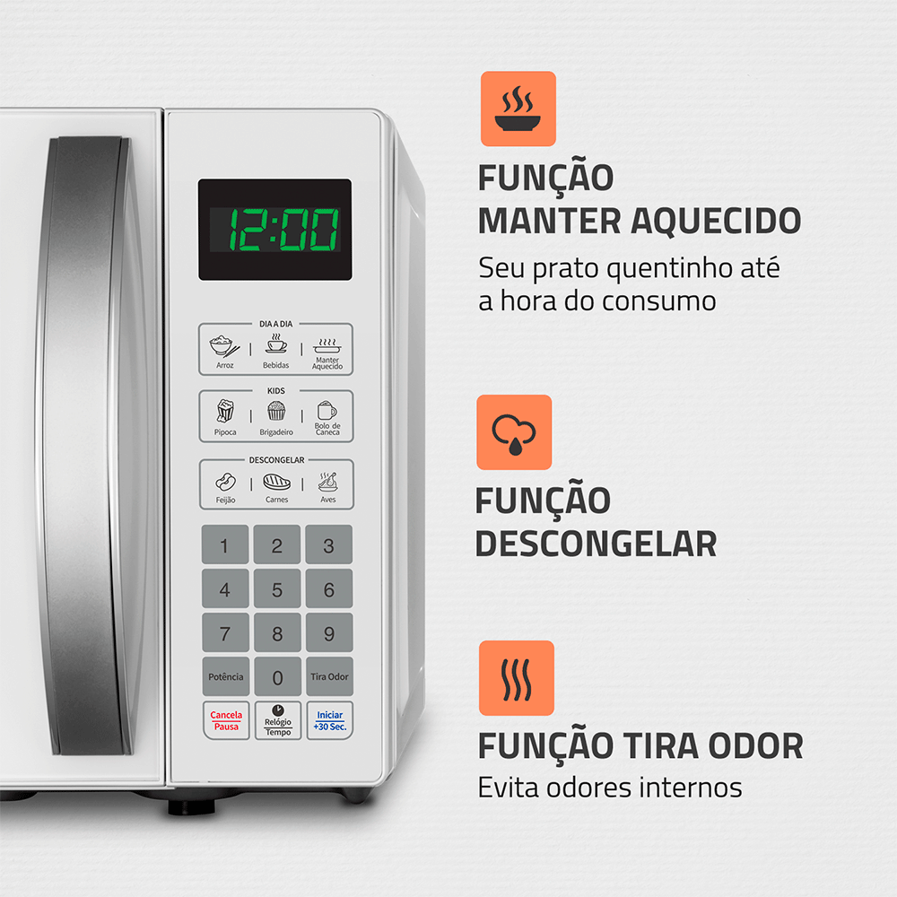 Micro-Ondas Mondial 21L, 1.200W - MO-01-21-W, Branco | 127V Artigo