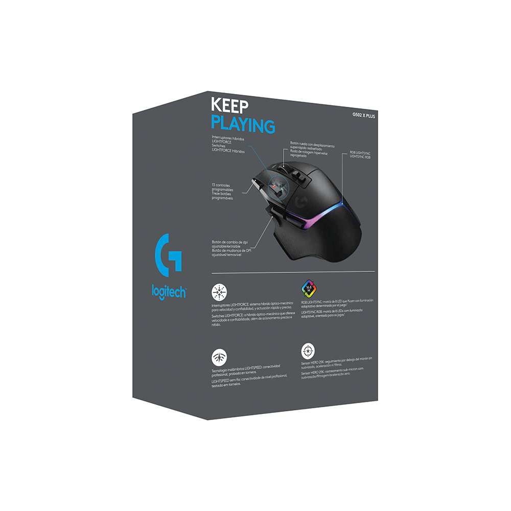 Mouse Gamer Logitech G502 X Plus, RGB, 25.600 DPI | Black