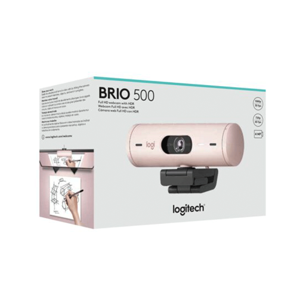 Webcam Logitech Brio 500 Full HD, 1080p, 60 FPS, USB-C, Microfone