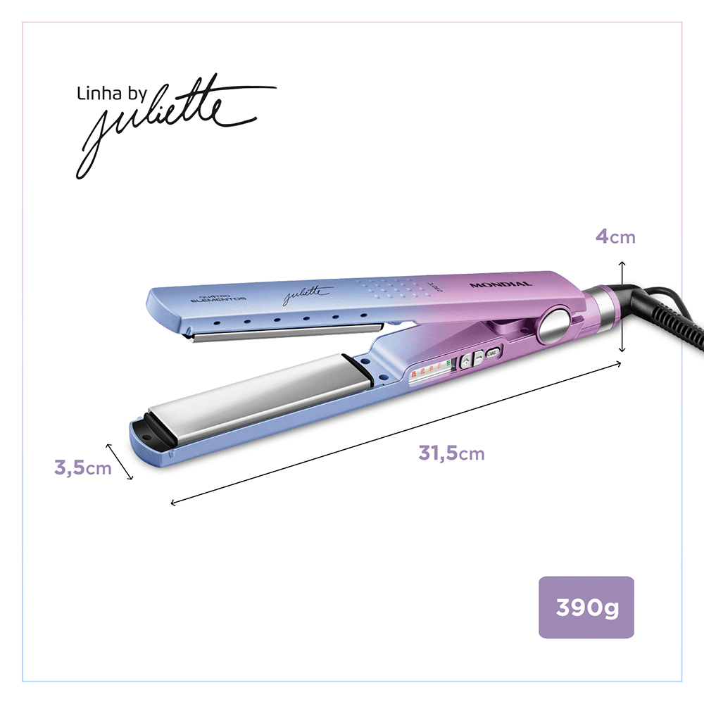 Prancha Alisadora By Juliette Mondial, 60W - P-JU-03, Azul/Rosa