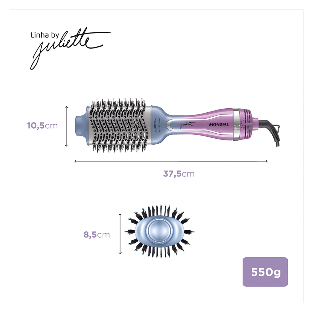 Escova Secadora Mondial By Juliette - ES-JU-03, Azul/Rosa | Bivolt