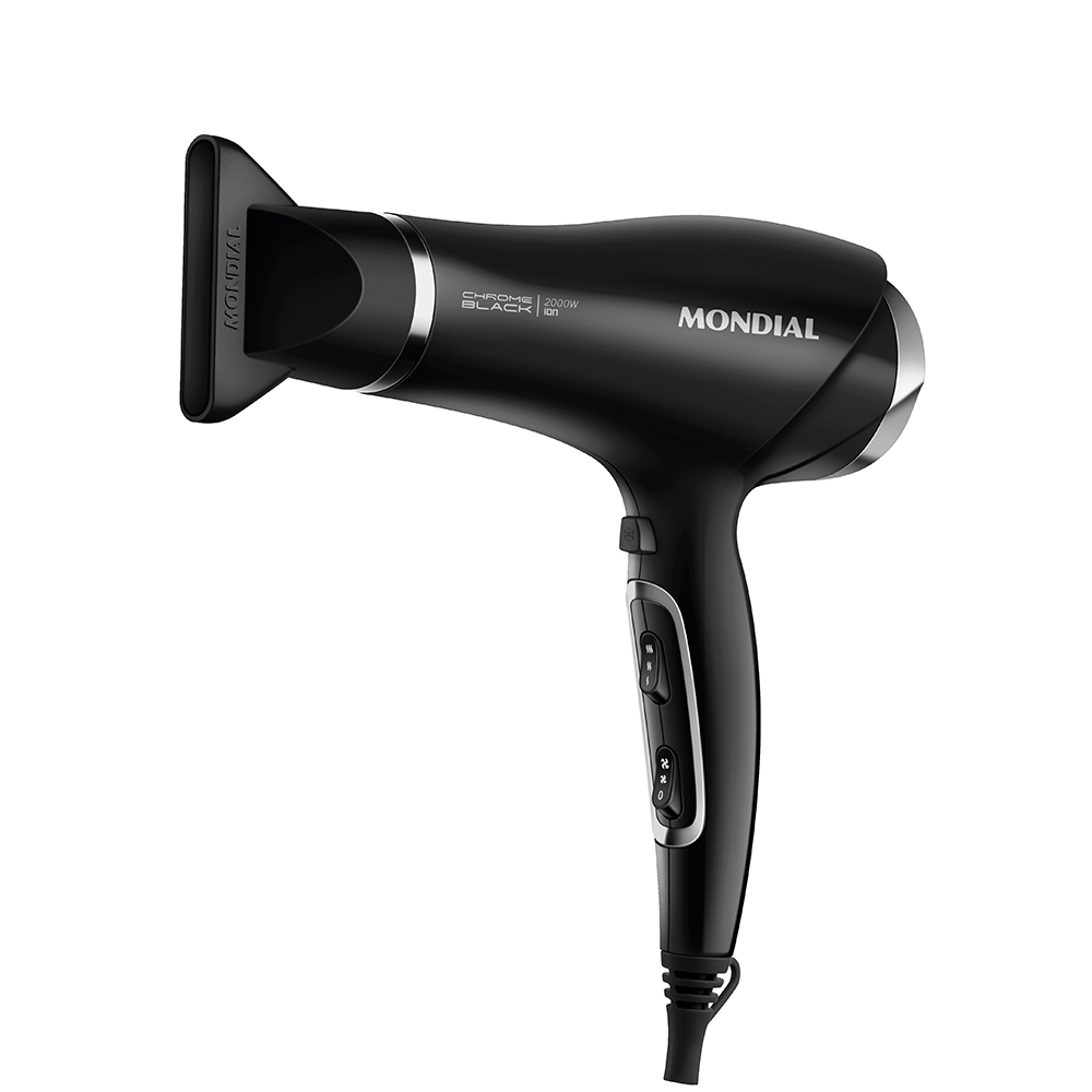 Secador de Cabelos Mondial Chrome Black 2.000W - SCN-04, Preto
