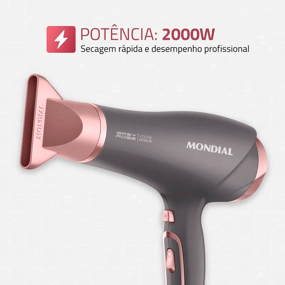 Secador de Cabelos Mondial Grey Rose Keratin 2.000W - SCN-11