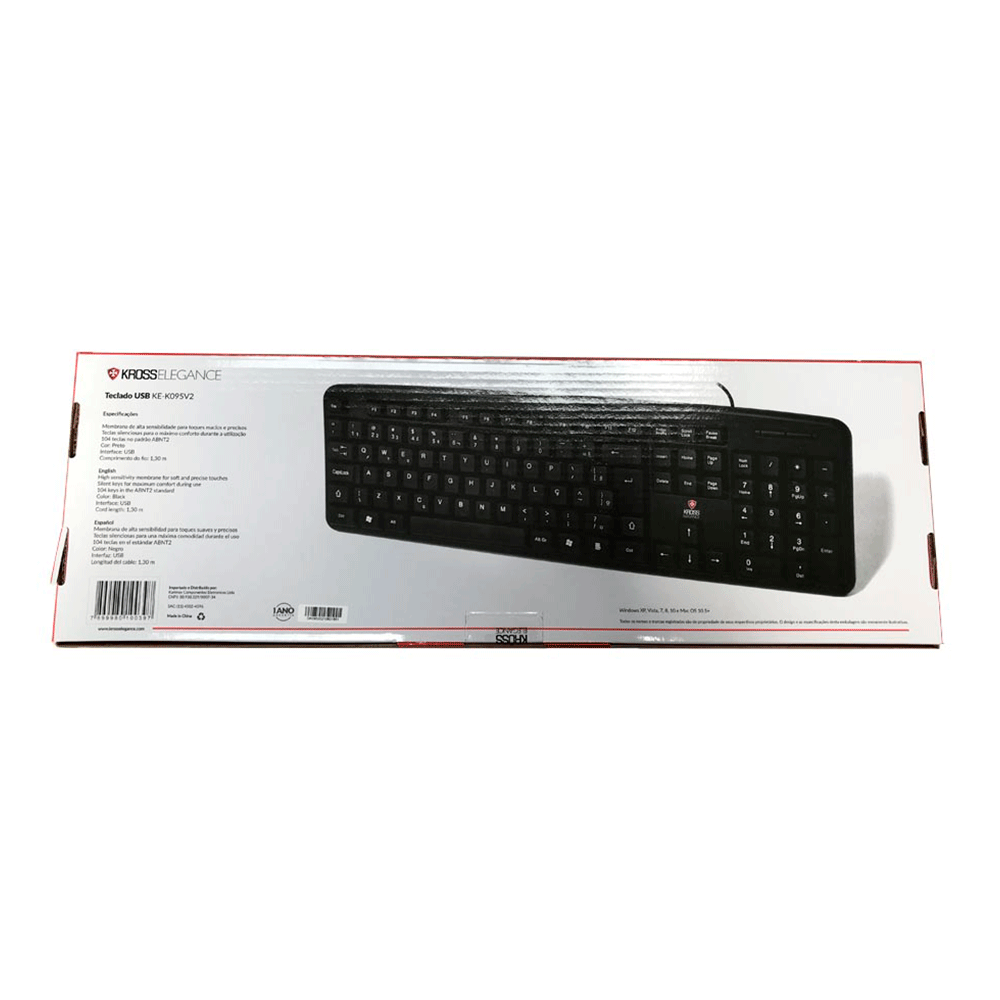 Teclado Com Fio Kross Elegance, USB, ABNT2 - KE-K095V2 | Preto