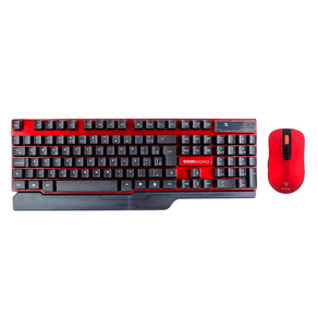 Combo Kross Teclado e Mouse USB, Sem Fio, Elegance - KE-KM553V1 | Preto/Vermelho DF - 582655
