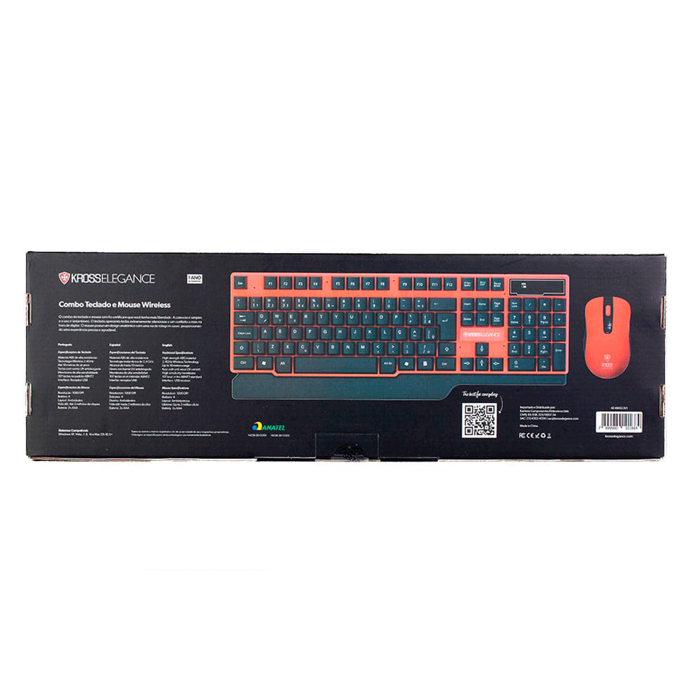 Combo Kross Teclado e Mouse USB, Sem Fio, Elegance - KE-KM553V1
