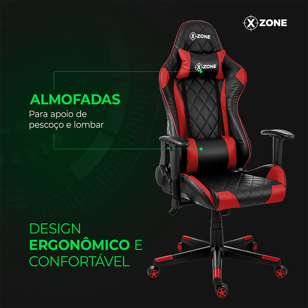Cadeira Gamer Xzone Premium CGR-03 | Preto/Vermelho Artigo: 15044