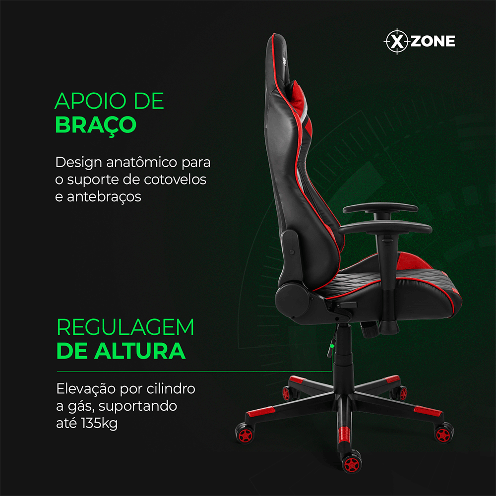 Cadeira Gamer Xzone Premium CGR-03 | Preto/Vermelho Artigo: 15044
