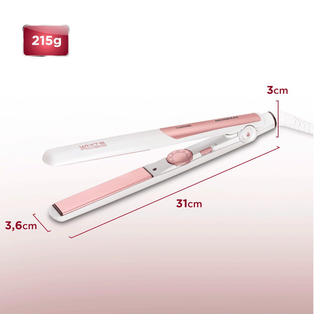 Chapinha / Prancha Alisadora Mondial White Rose Line - P-50 Bivolt