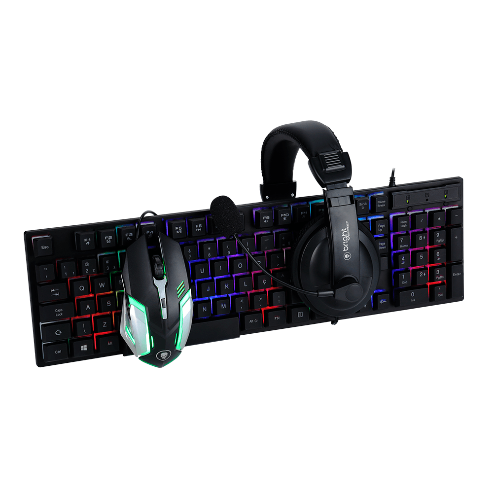 Combo Bright Gamer 0543 Teclado + Mouse + Headset | Preto