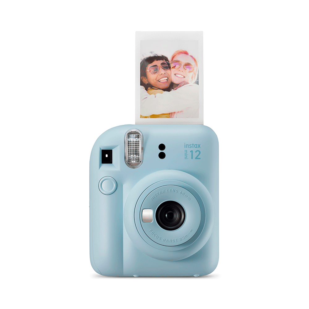 Kit Câmera Instax Mini 12 com pack 10 fotos Macaron e Bolsa | Azul