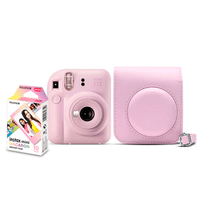 Kit Câmera Instax Mini 12 com pack 10 fotos Macaron e Bolsa | Lilas GO - 227233