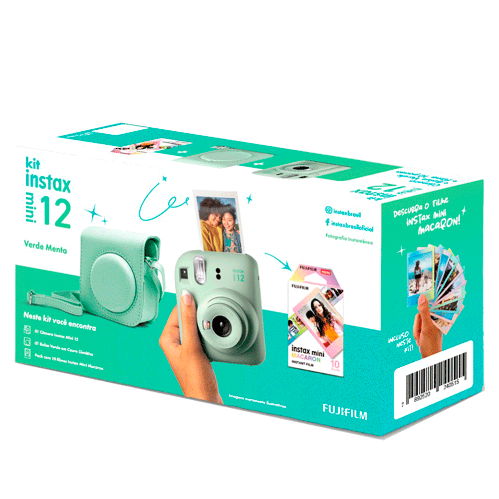 U's instax mini カメラセット Kit Câmera Instax Mini 12 com pack 10 fotos Spray Art e Bolsa Rosa