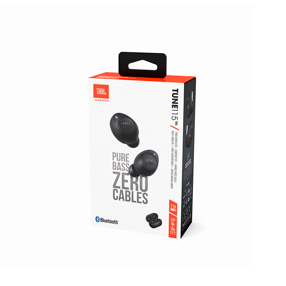 JBL TUNE 115TWS ワイヤレスイヤホン ブラック Fone de Ouvido Bluetooth JBL Tune 115 TWS | Preto - Fujioka