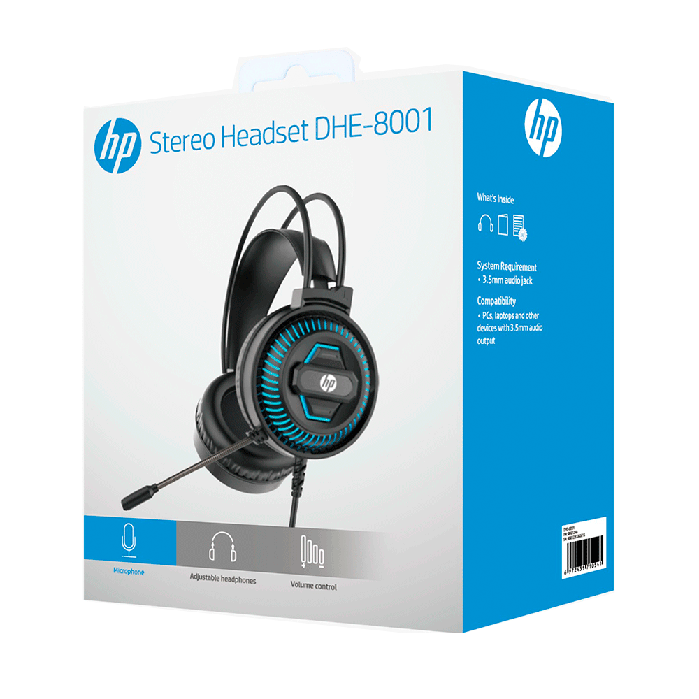 Headset Gamer HP, Conexão P2 - DHE-8001 | Preto Artigo: 582656