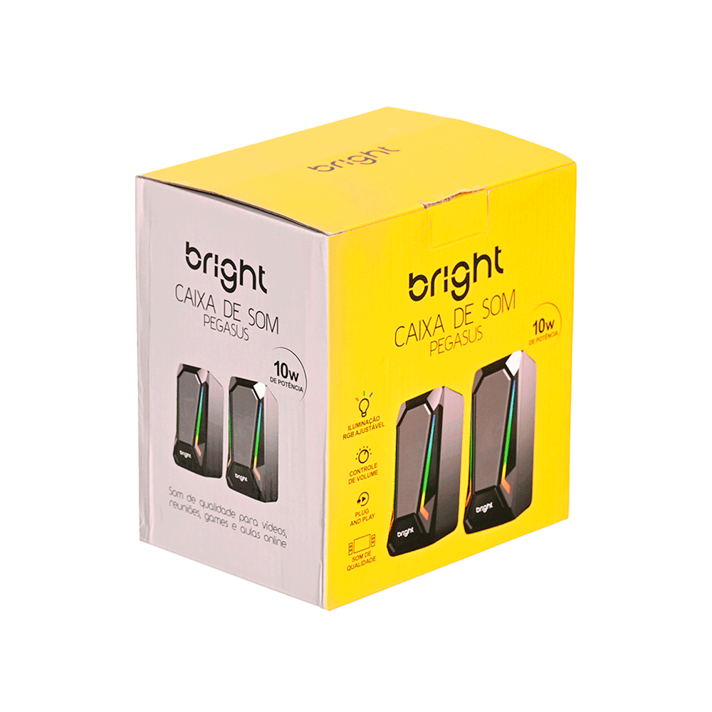 Caixa de Som Bright Pegasus USB 5Wx2 - CX002 | Preto Artigo