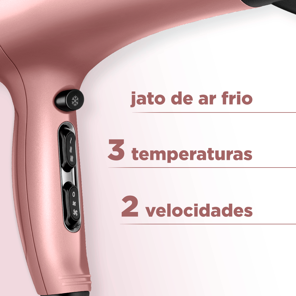 Secador de Cabelos Mondial SCP-01, 2.000W 127V Golden Rose Artigo