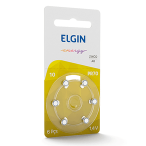 Bateria Auditiva Elgin 10/230 PR70 Para Aparelho Auditivo, Blister com 6 DF - 26417 Bateria Auditiva Elgin 10/230 PR70 Para Aparelho Auditivo, Blister com 6 DF - 26417