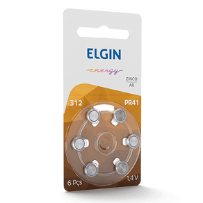 Bateria Auditiva Elgin 312 PR41 Para Aparelho Auditivo, Blister com 6 GO - 26418 Bateria Auditiva Elgin 312 PR41 Para Aparelho Auditivo, Blister com 6 GO - 26418