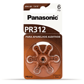 Bateria Panasonic PR-312h Para Aparelho Auditivo Com 06 GO - 26463