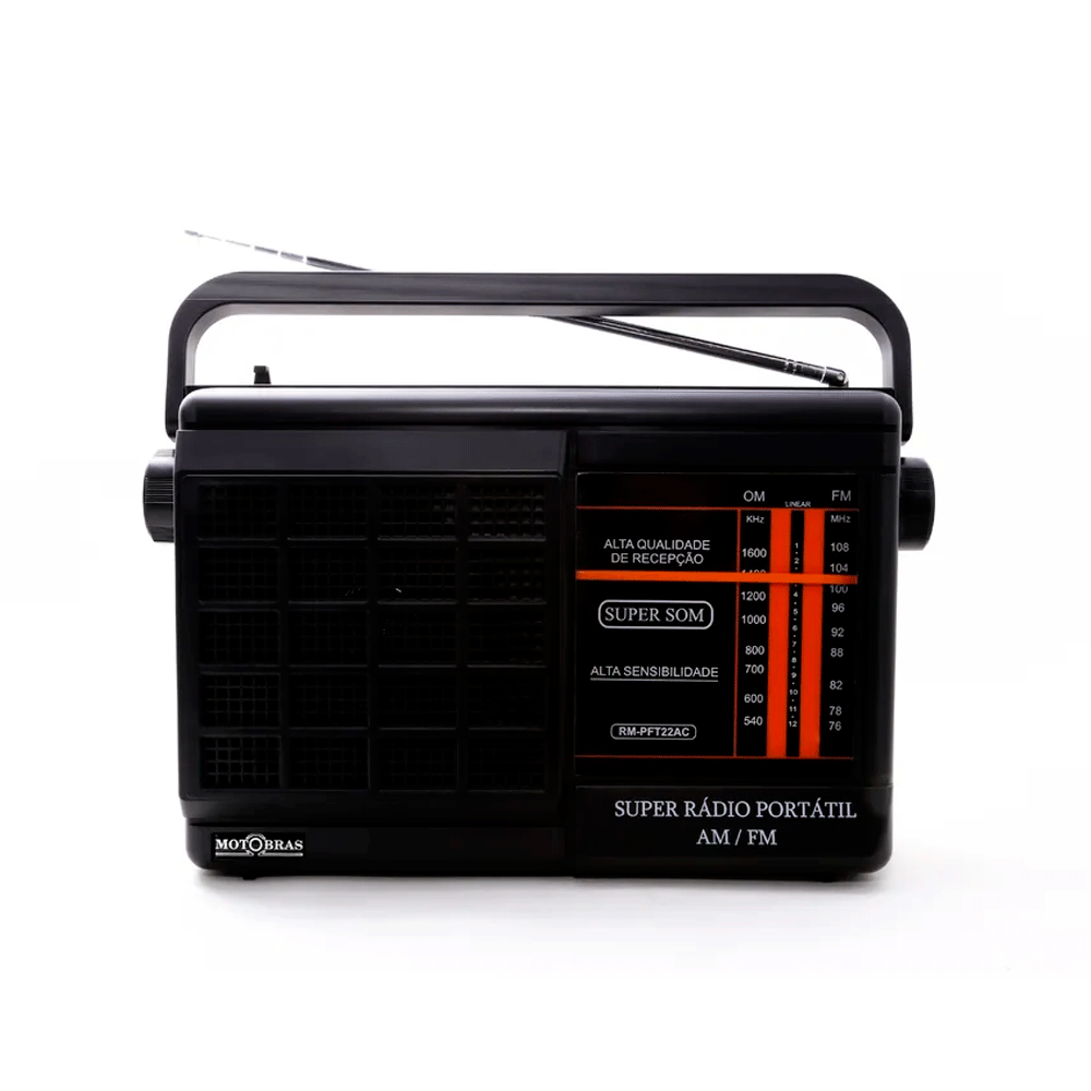 Rádio Portátil Motobras RMPFT22AC, AM/FM, Entrada para Fone de
