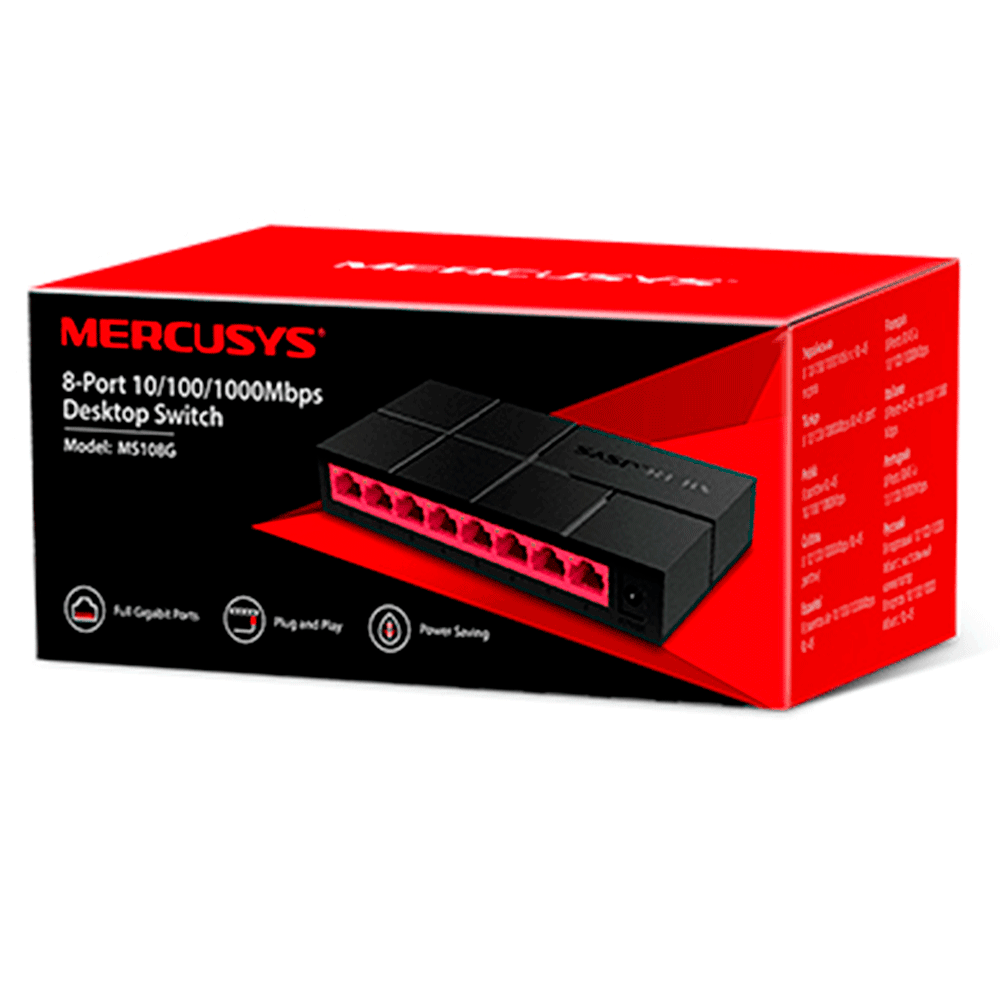 マーシー Switch de mesa Mercusys de 8 portas 10/100/1000MBPS - | MS108G(EU
