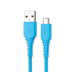 Cabo USB ELG Tipo C Emborrachado 3A / 15W - 1,2 Metro Azul TC12T DF - 283028