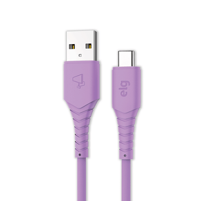 Cabo USB ELG Tipo C Emborrachado 3A / 15W - 1,2 Metro Roxo TC12X DF - 283029