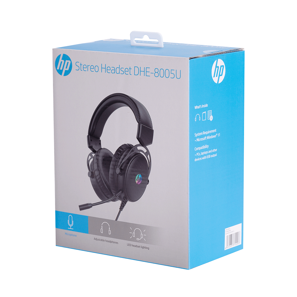 Headset Gamer HP DHE-8005U, Drive 40mm, Omnidirecional | Preto