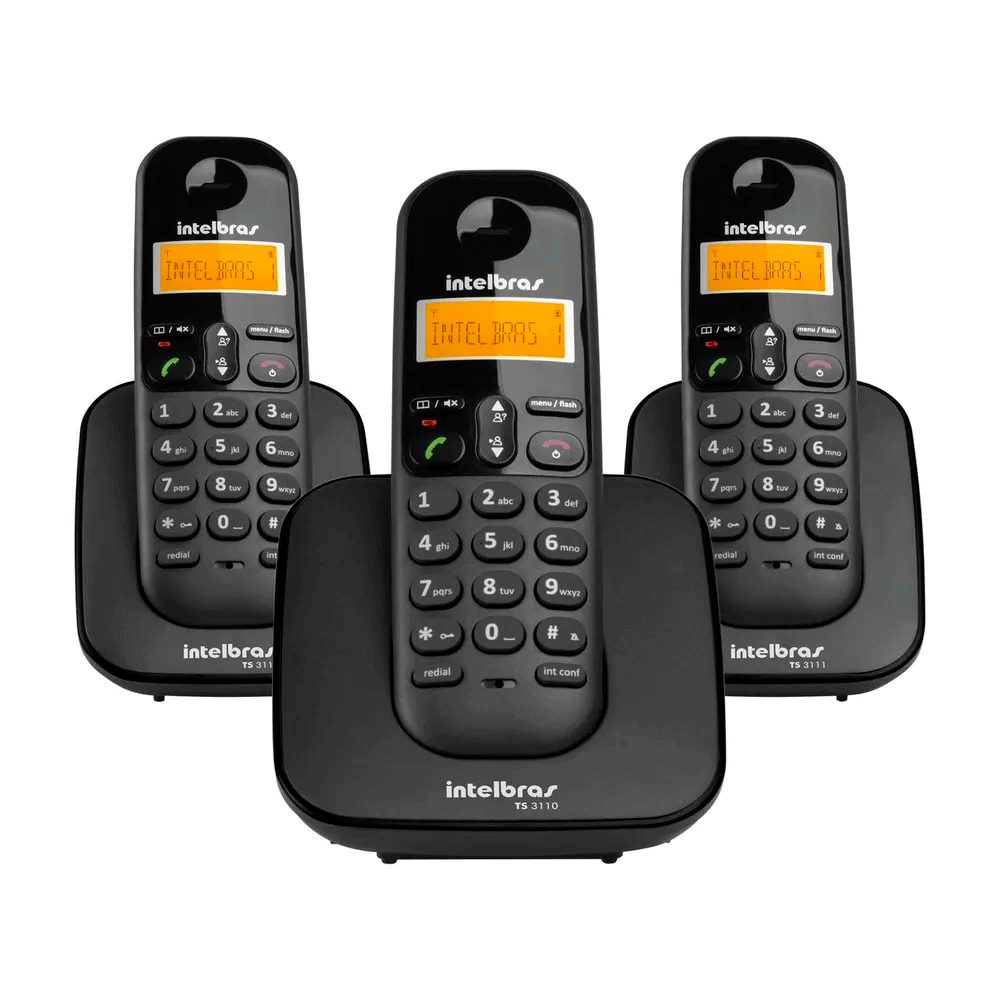 Telefone Sem Fio Intelbras TS3113 ID com 3 Ramais | Preto Artigo