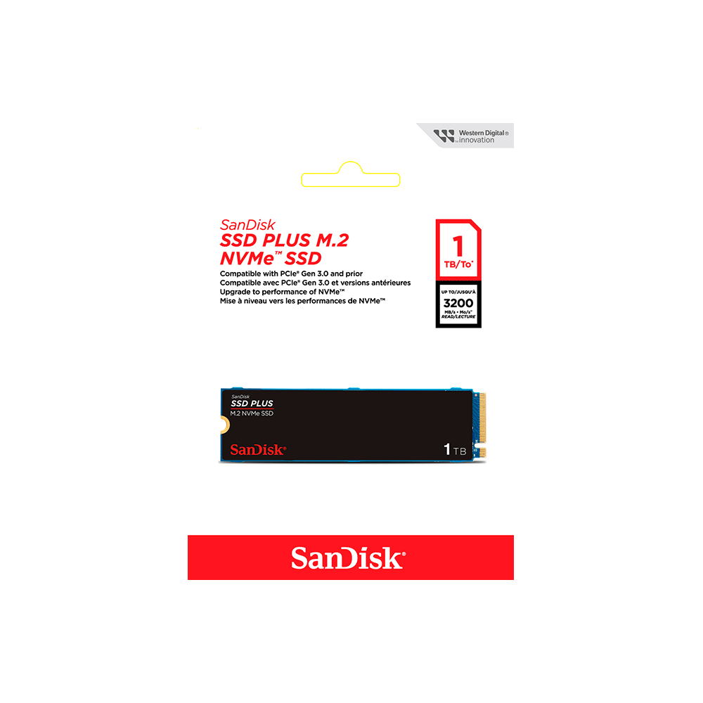 SSD Sandisk Plus, Leitura Até 3.200 MB/s, Gravação até 2.500