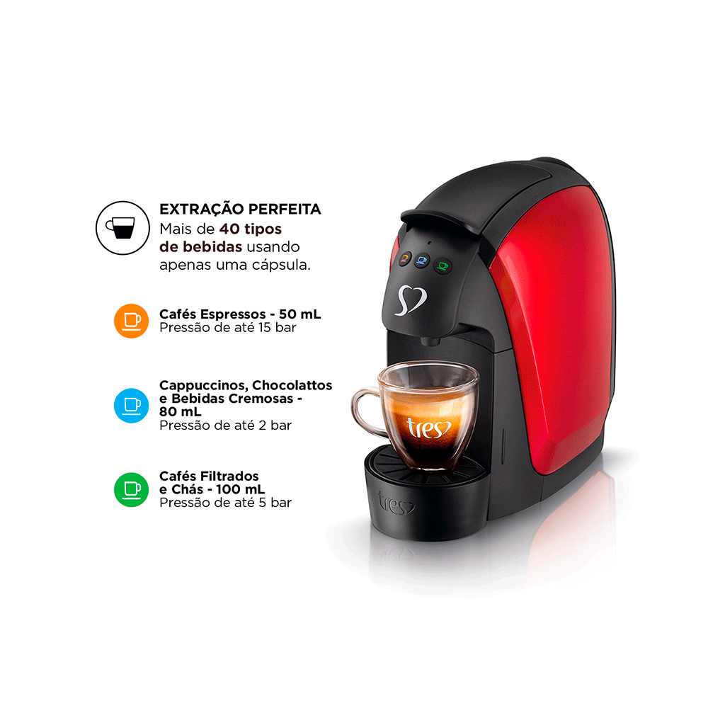 Cafeteira Espresso Três Corações Luna, Multibebidas, Automática