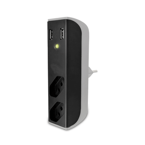 Filtro de Linha Bright com 2 Tomadas + Carregador USB 2.1A - FL001, Preto/Branco | Bivolt GO - 582747