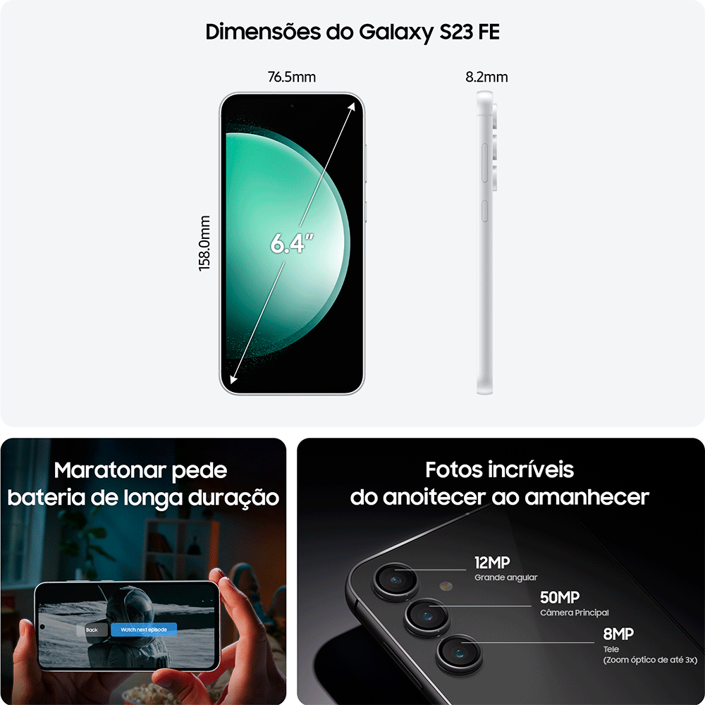 Samsung Galaxy S23 FE 5G Smartphone Android 13.0, 8GB de RAM
