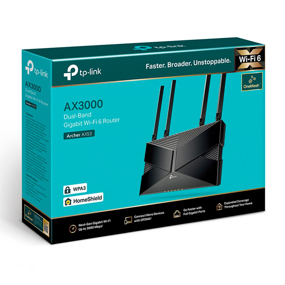 Roteador TP-Link Gigabit Wi-Fi 6, Dual Band, AX3000 Archer | AX53