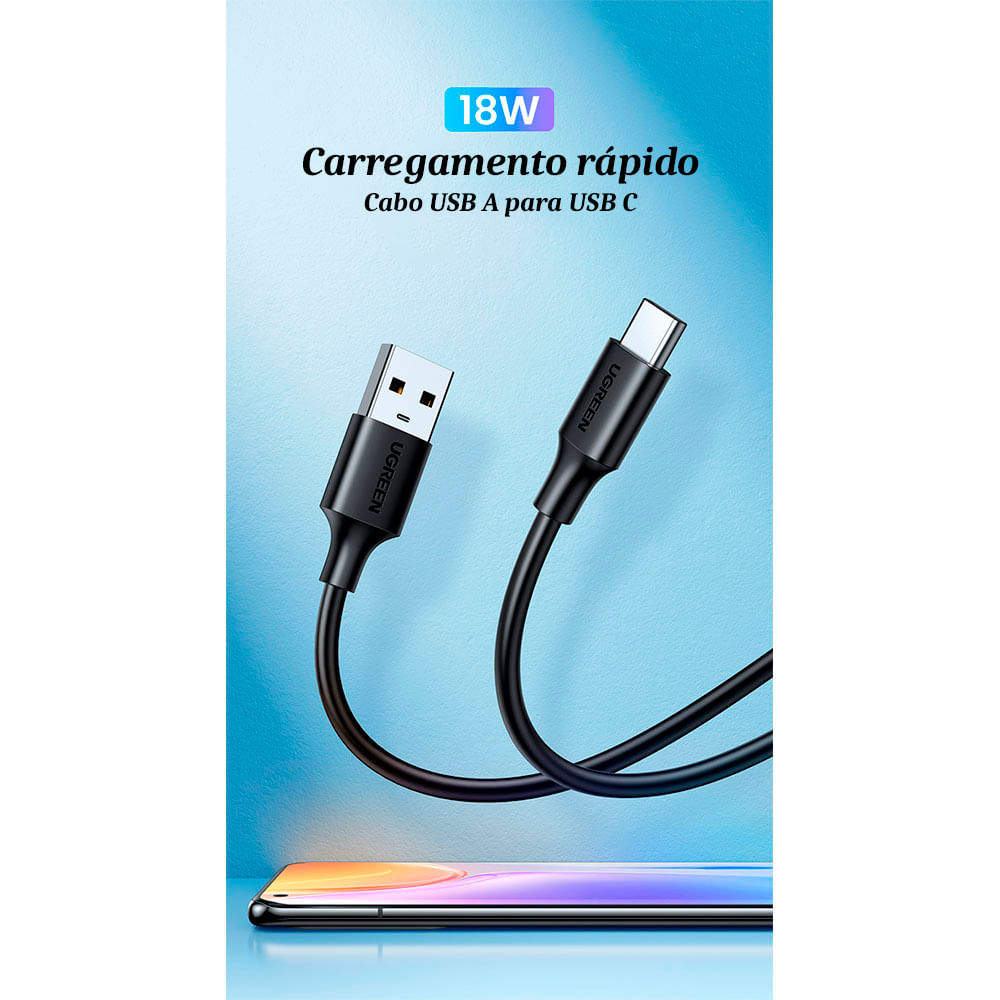 Cáp USB 3.0 To USB Type C Dài 2m Ugreen 20884 US184, Sạc Nhanh QC 3.0, Tốc độ 5Gbps - Ugreen