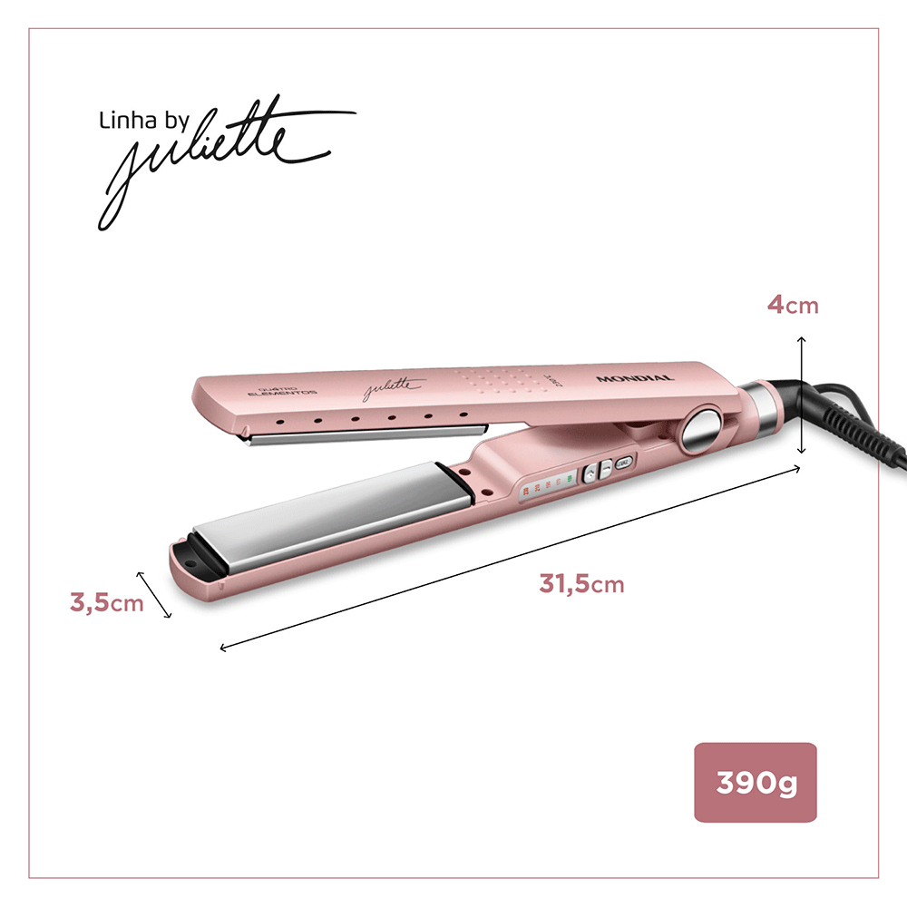 Prancha Alisadora By Juliette Mondial, 60W - P-JU, Golden Rose